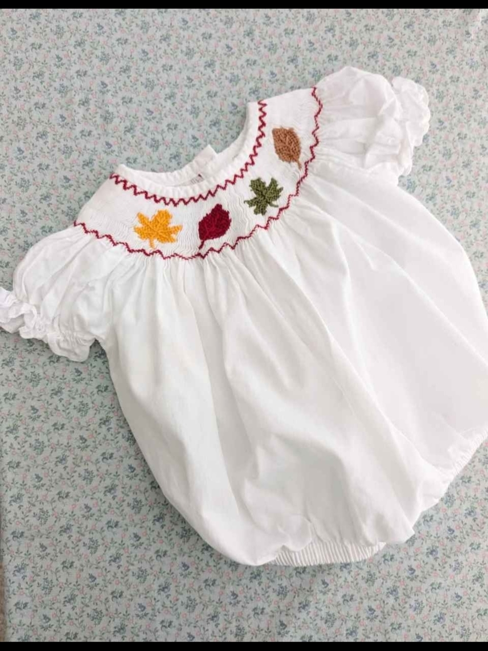3 Mos 6 Mos Smocked Fall Leaves Bubble